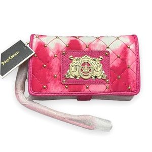 Juicy Couture Quilted Upscale Tech Wristlet Phone Wallet Pink Tie Dye